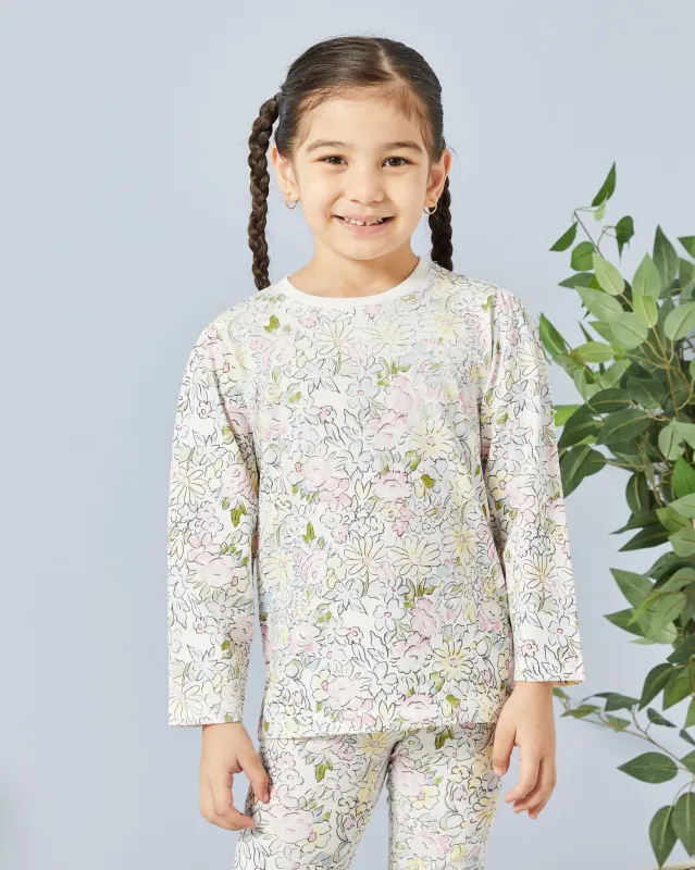 Girls White Floral Print T-Shirt sold by Redtag