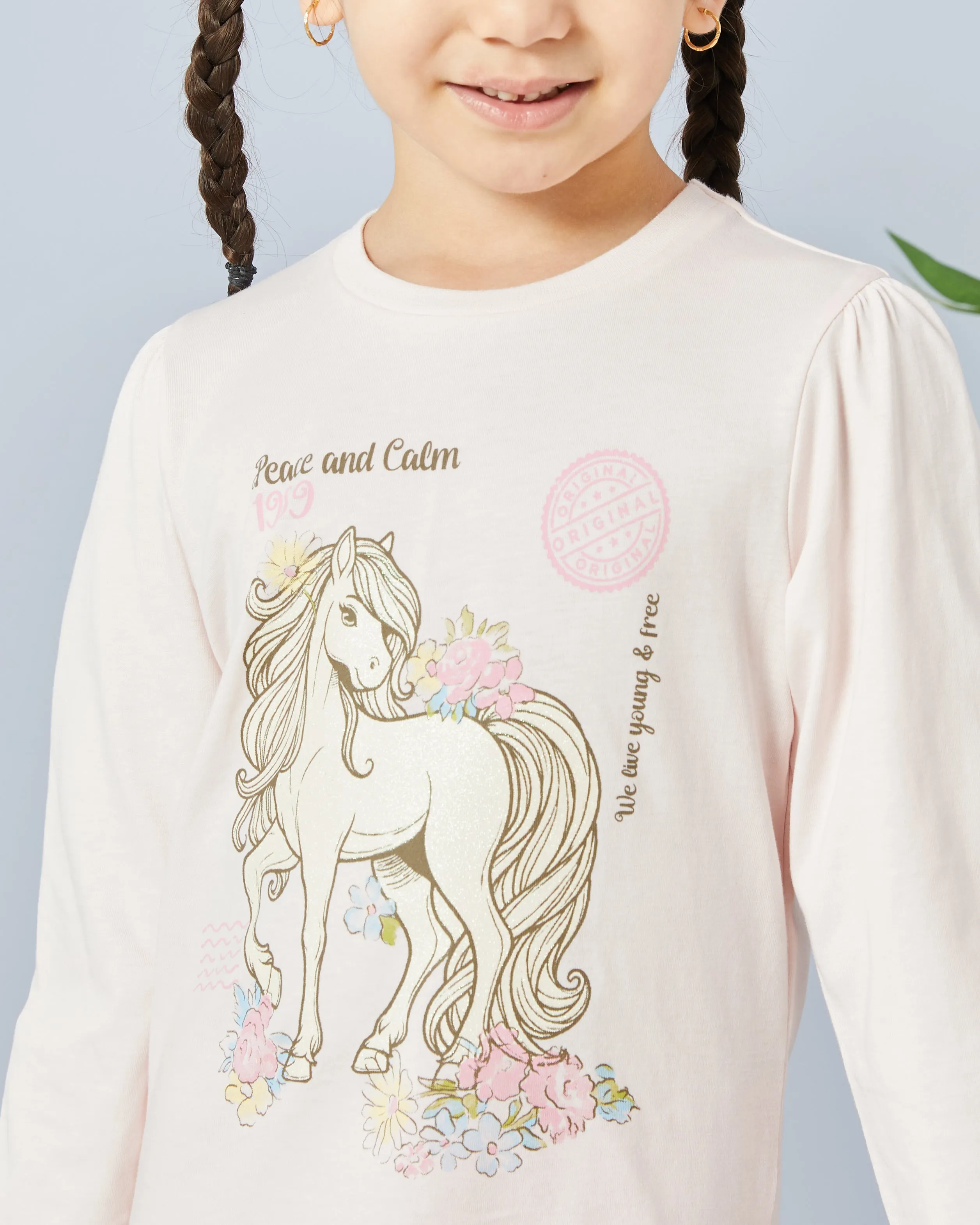 Girls Pink Pony Print T-Shirt sold by Redtag product image thumbnail 4