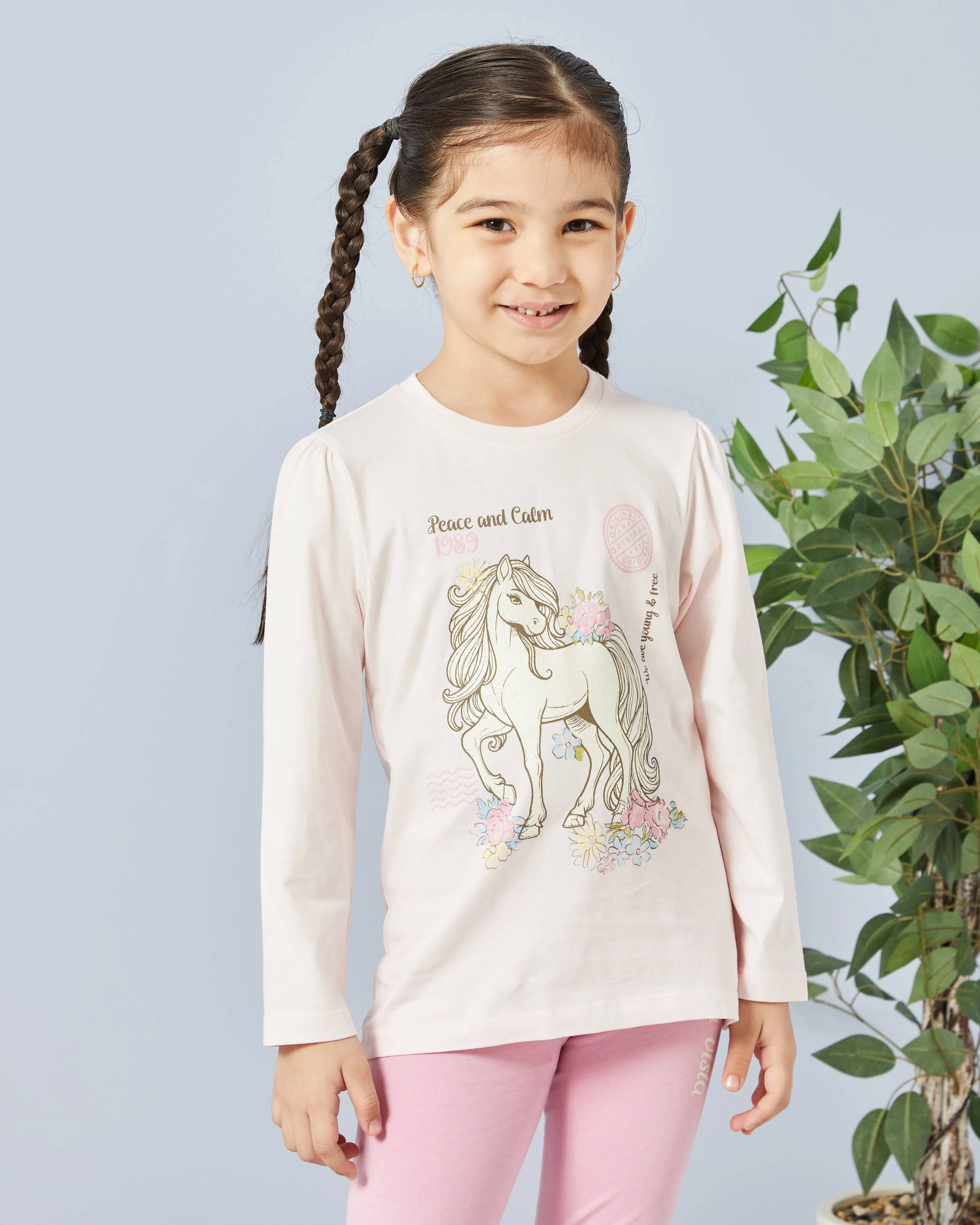 Girls Pink Pony Print T-Shirt sold by Redtag