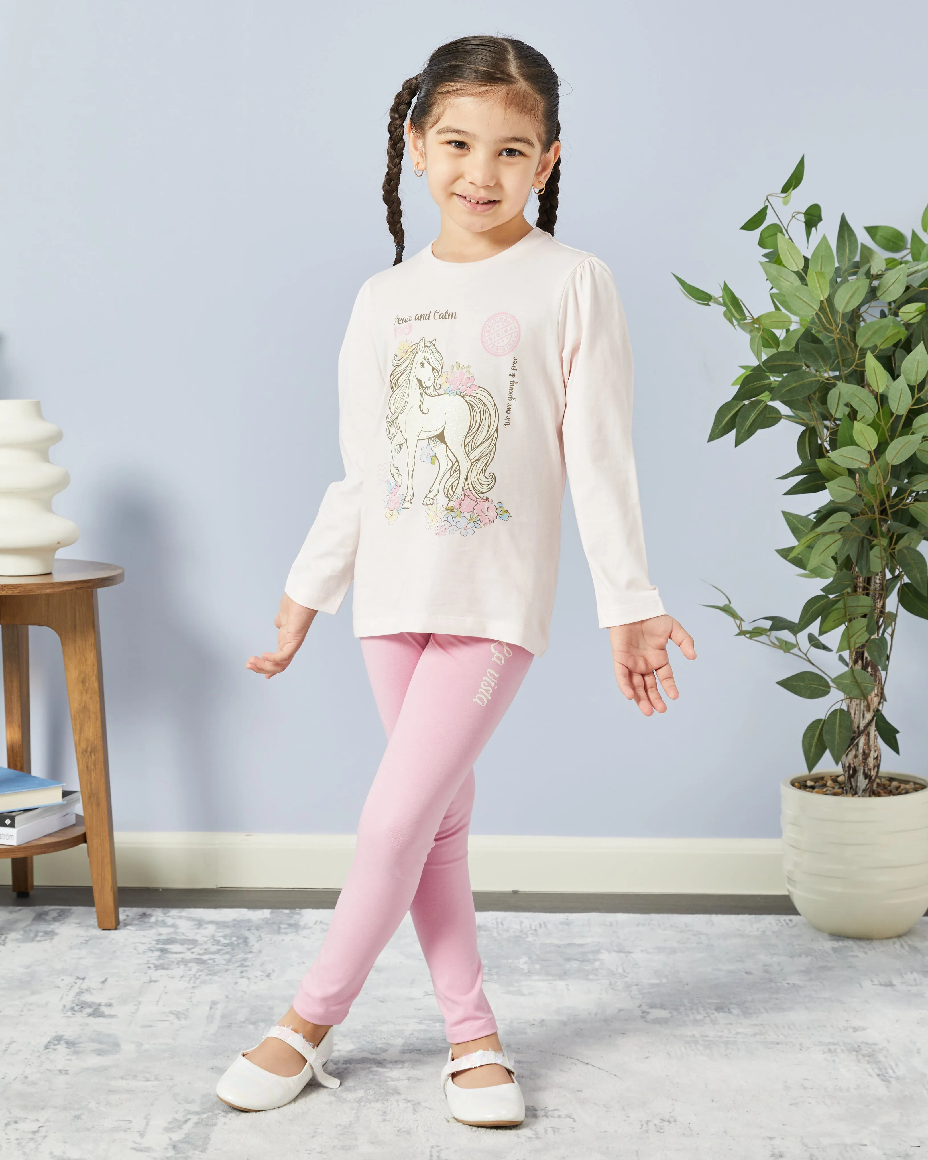 Girls Pink Pony Print T-Shirt sold by Redtag product image thumbnail 2