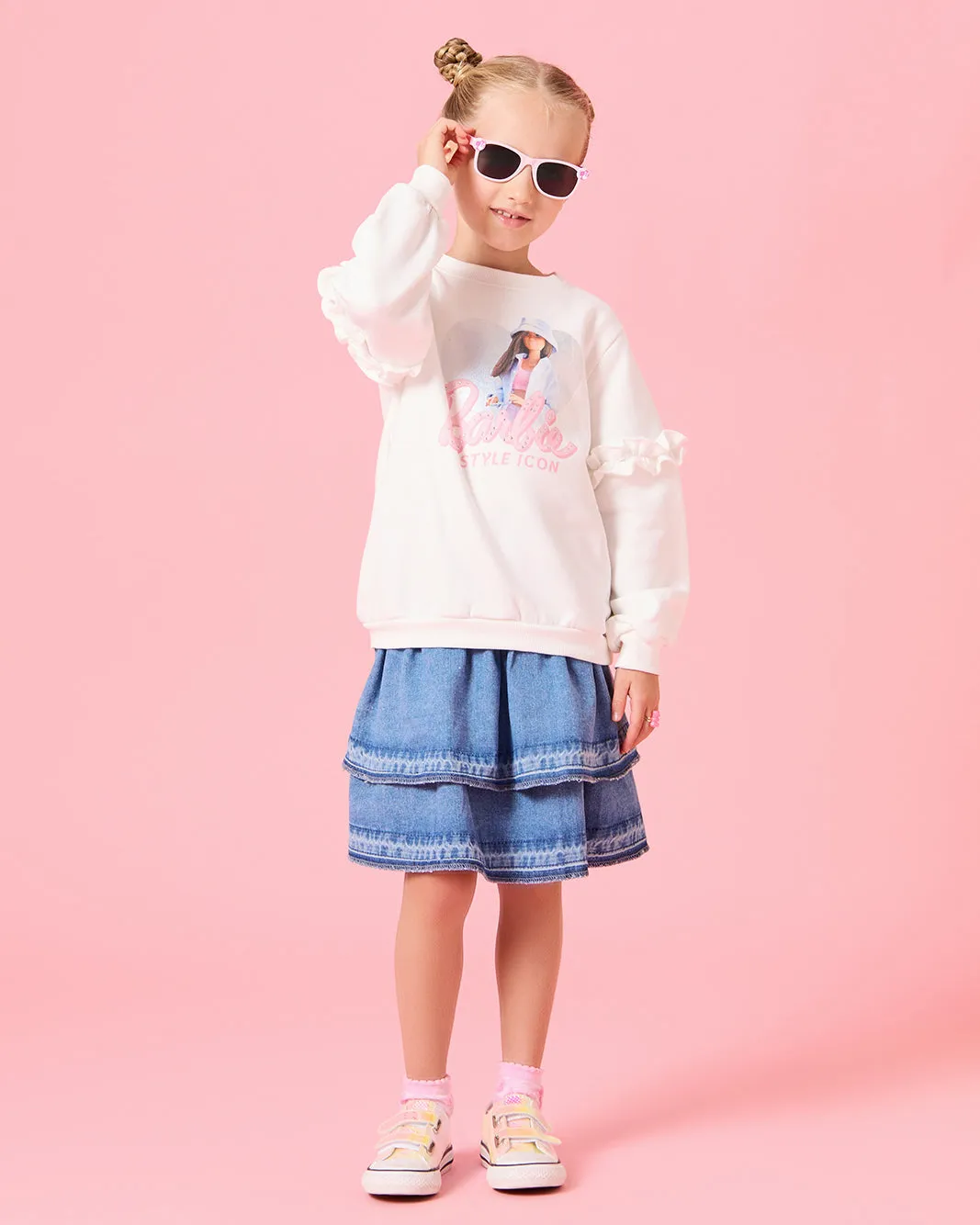 Girls Blue Denim Tiered Skirt sold by Redtag product image thumbnail 2