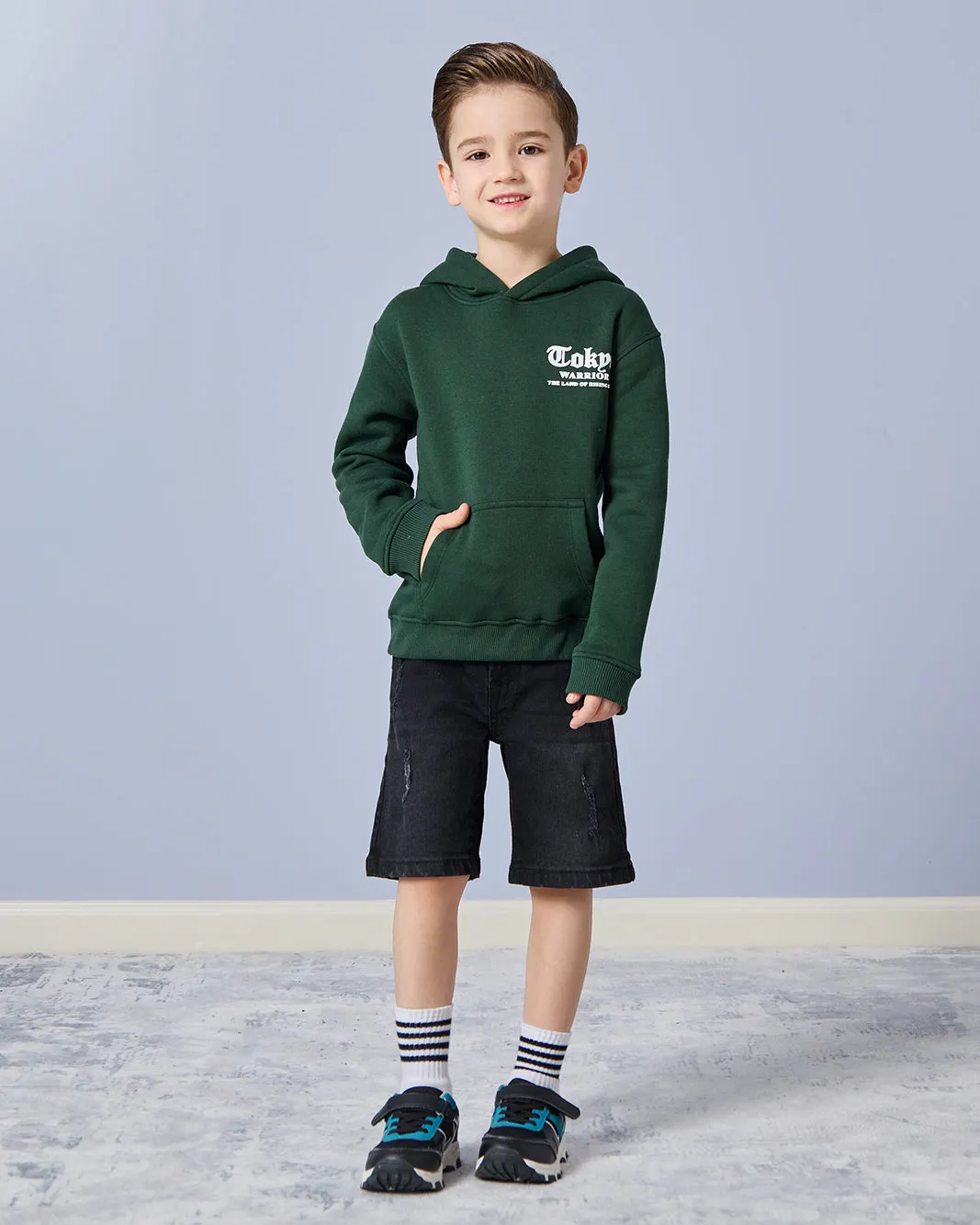 Boys Olive Tiger Hooded With Kangaroo Pocket Sweatshirt sold by Redtag product image thumbnail 2