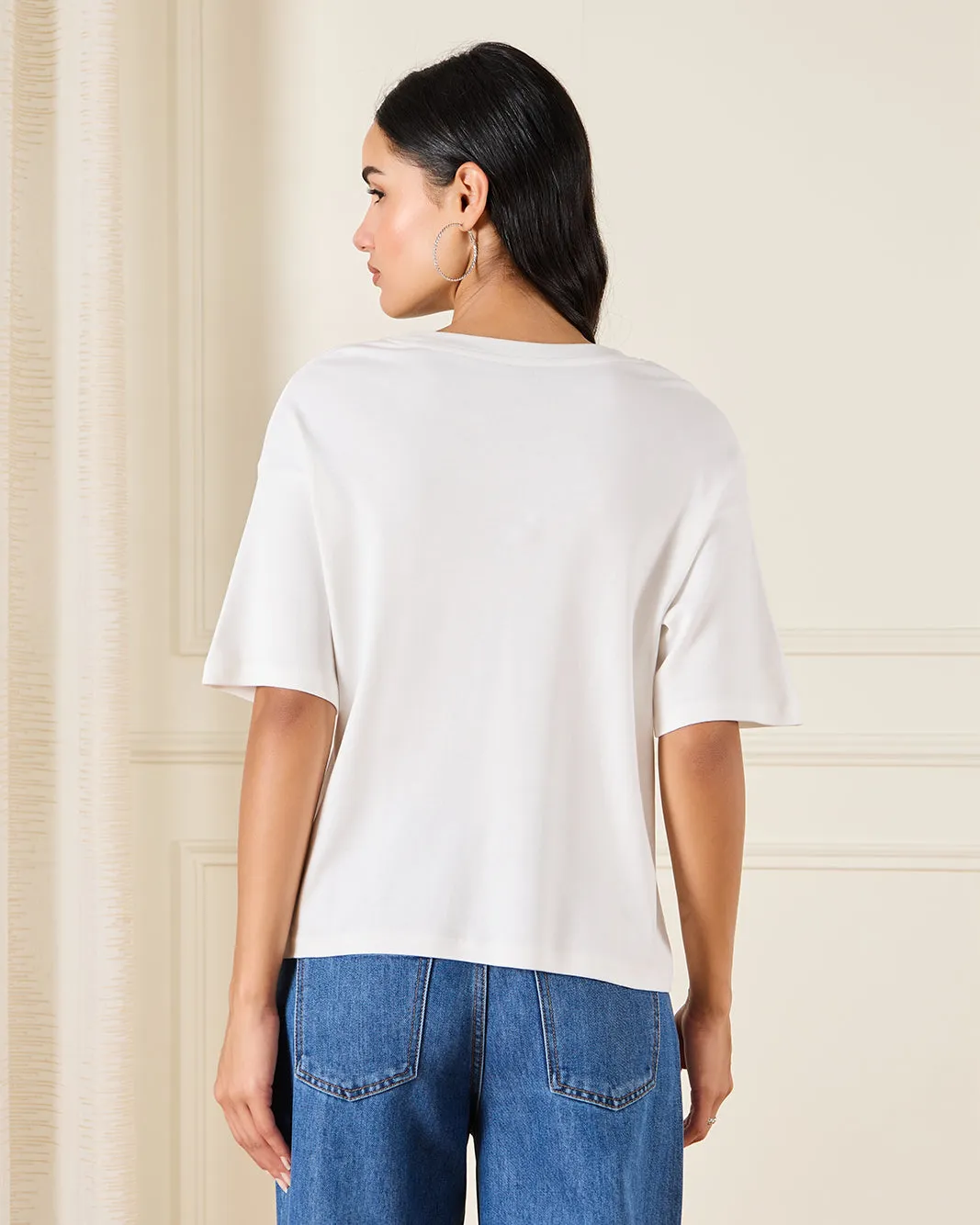 Women Ivory Embroidered T-Shirt sold by Redtag product image thumbnail 3