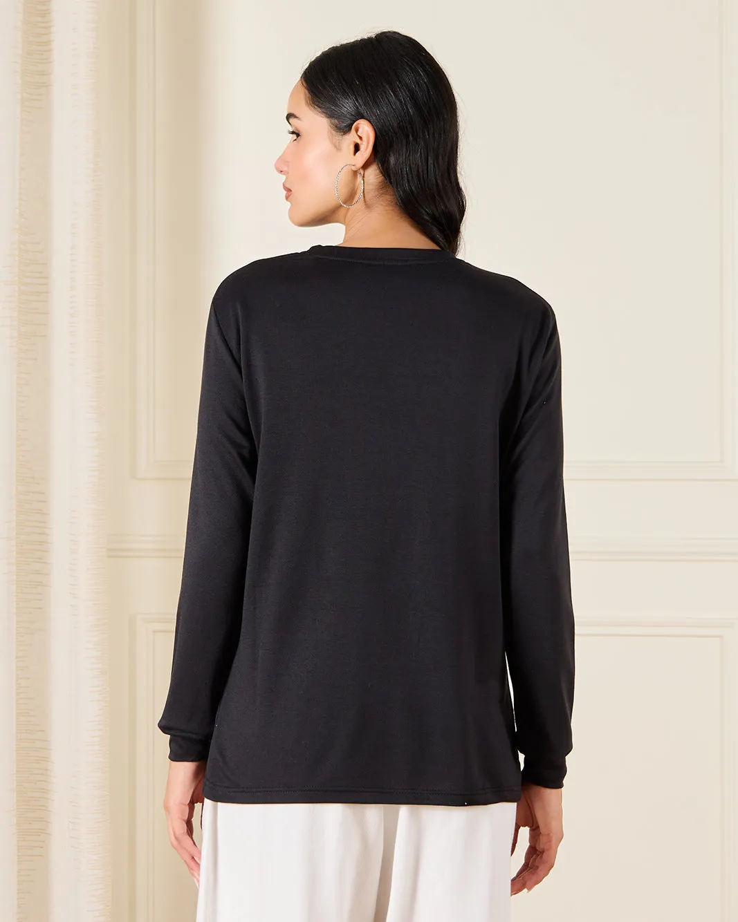 Women Black Basic T-Shirt sold by Redtag product image thumbnail 3