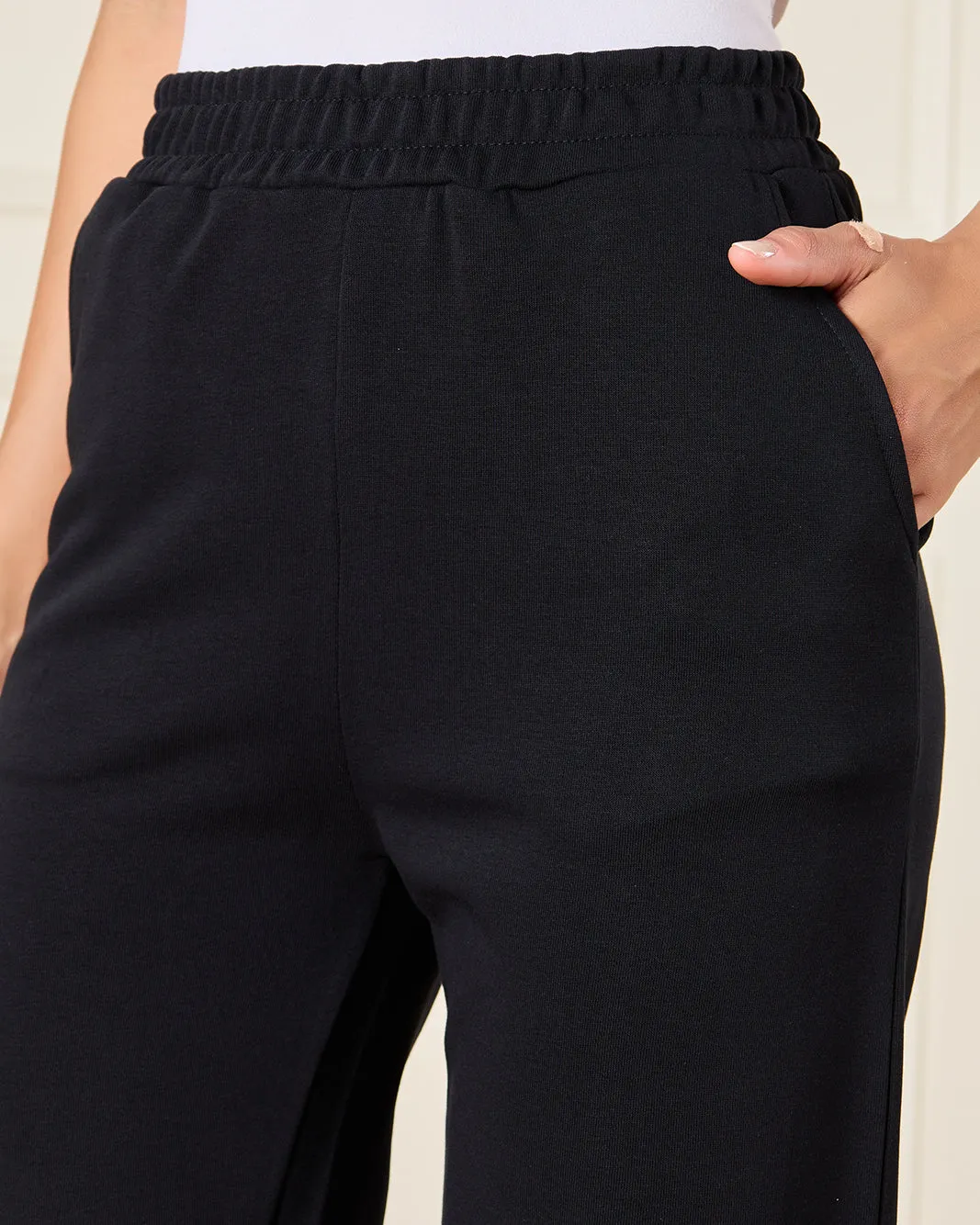 Women Black Basic Wide leg Active Pants sold by Redtag product image thumbnail 4