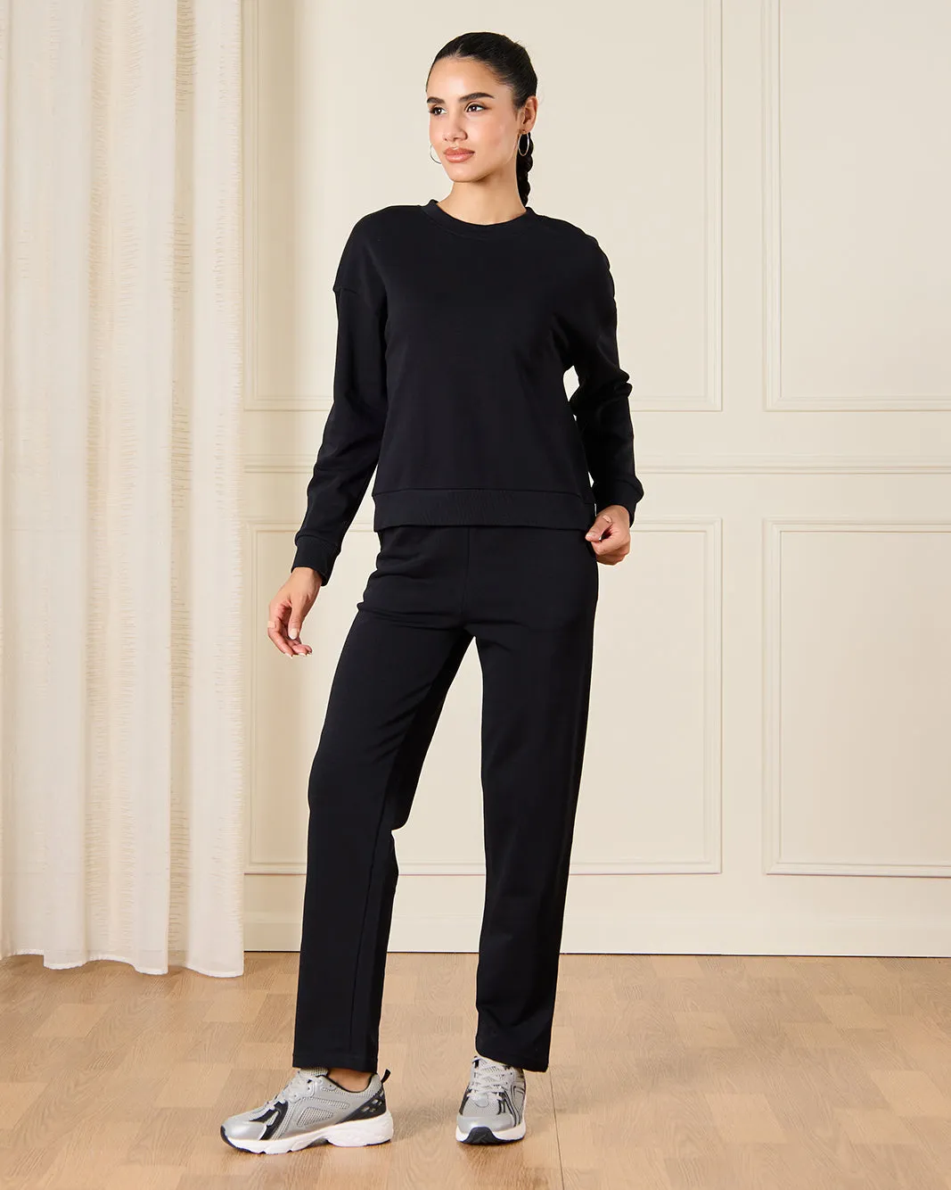 Women Black Basic Wide leg Active Pants sold by Redtag product image thumbnail 3