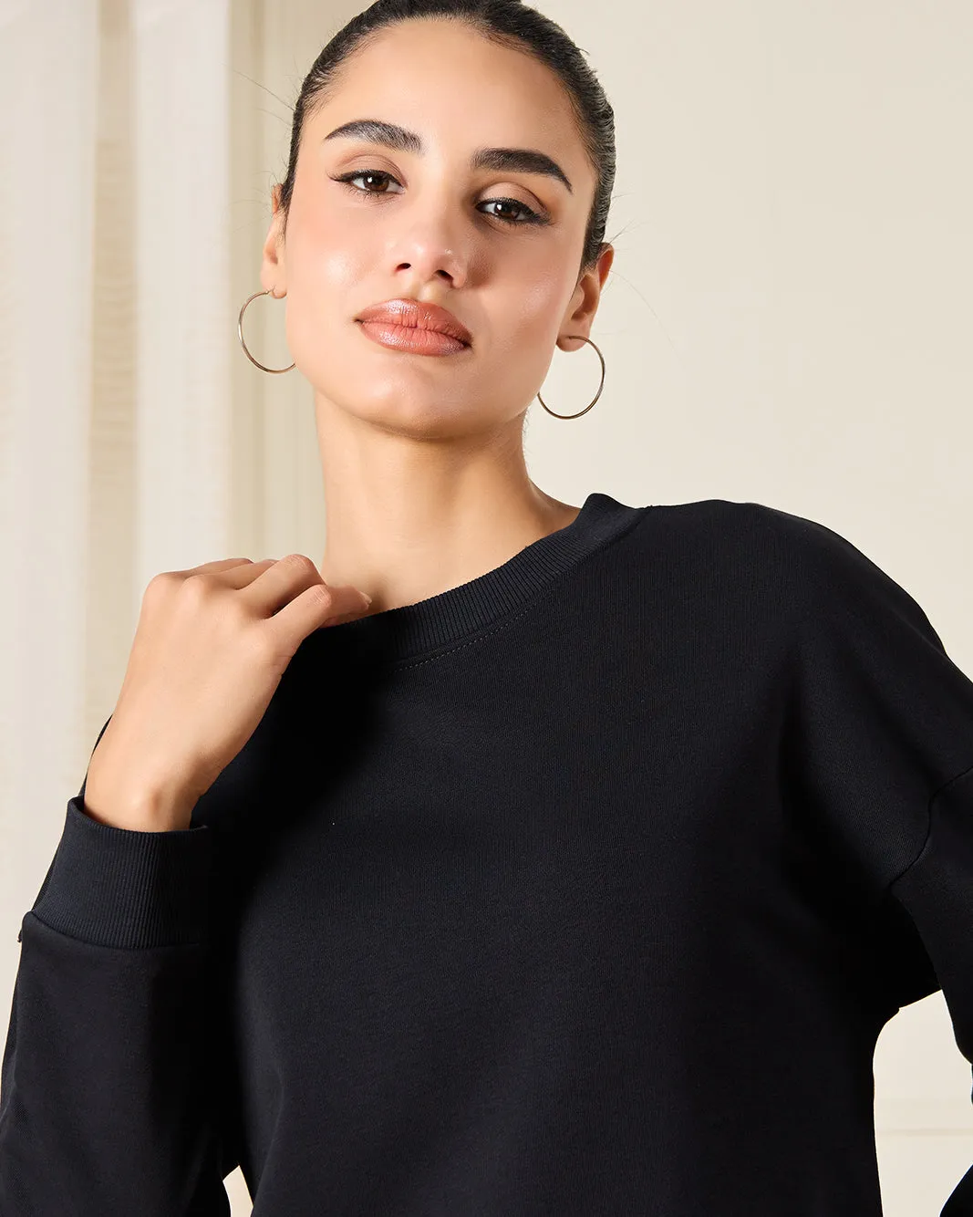Women Black Basic Active Sweatshirt sold by Redtag product image thumbnail 4