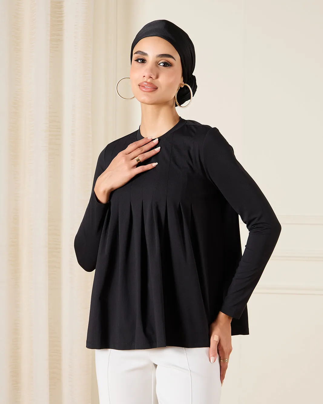 Women Black Long sleeve Pleated Detailed Blouse sold by Redtag