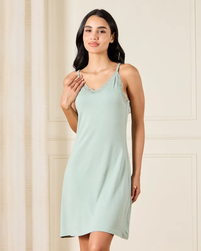 Women Green Lace  Chemise sold by Redtag