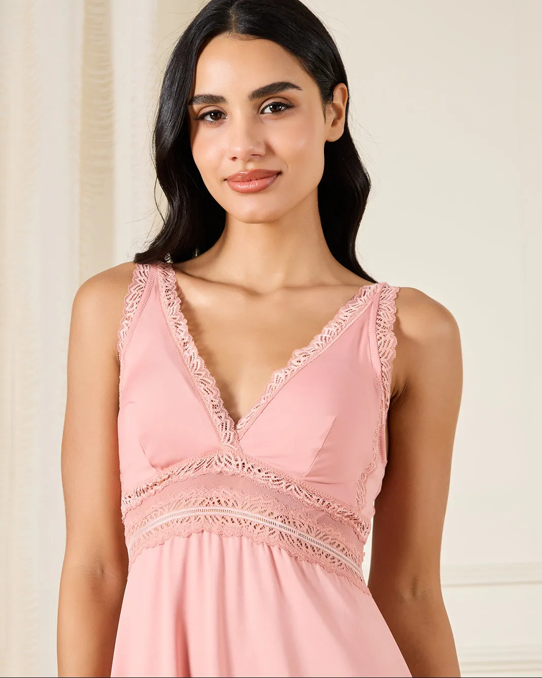 Women Pink Lace Detailed Knitted Chemise sold by Redtag product image thumbnail 4