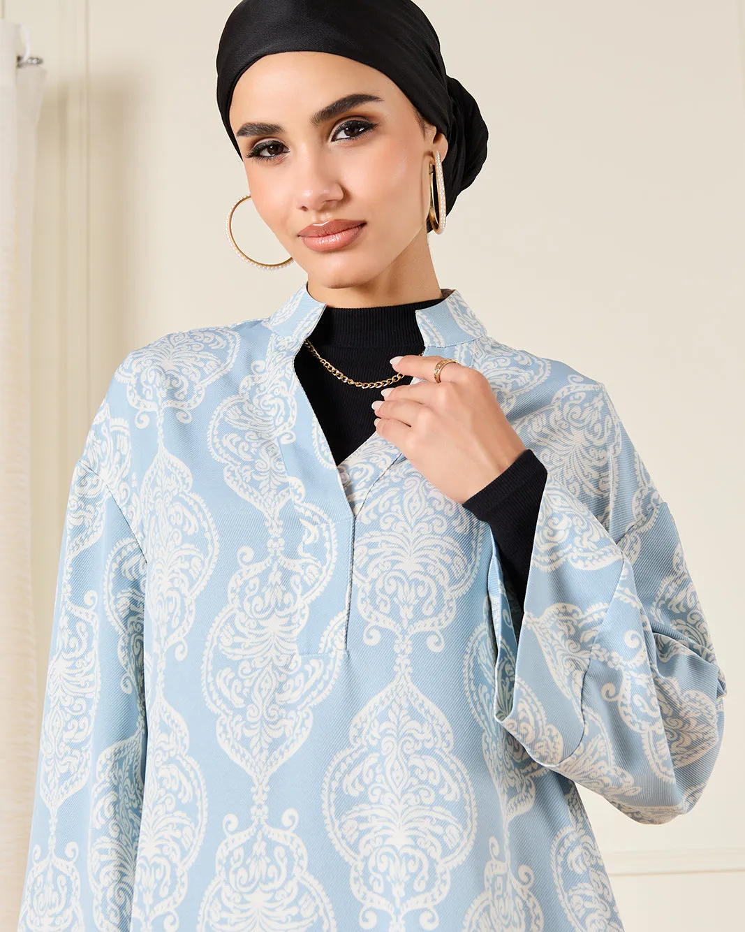 Women Blue Printed Oversize Shirt Blouse sold by Redtag product image thumbnail 4