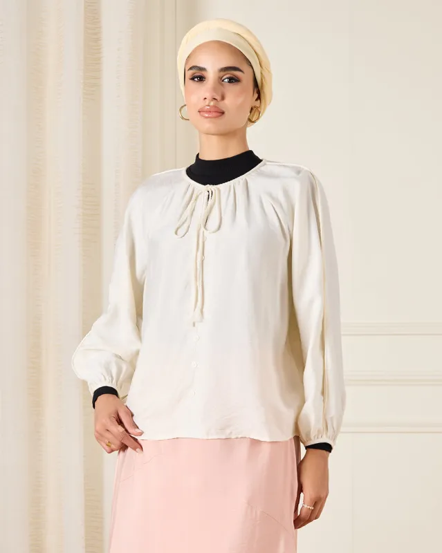 Women Ivory Braided Detailed Blouse sold by Redtag