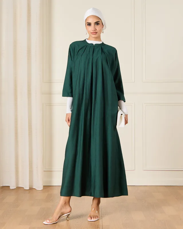 Women Green Pleated Front Detailed Dress sold by Redtag