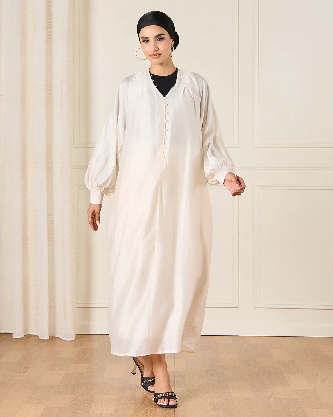 Women Ivory Button Detailed Dress sold by Redtag product image thumbnail 4