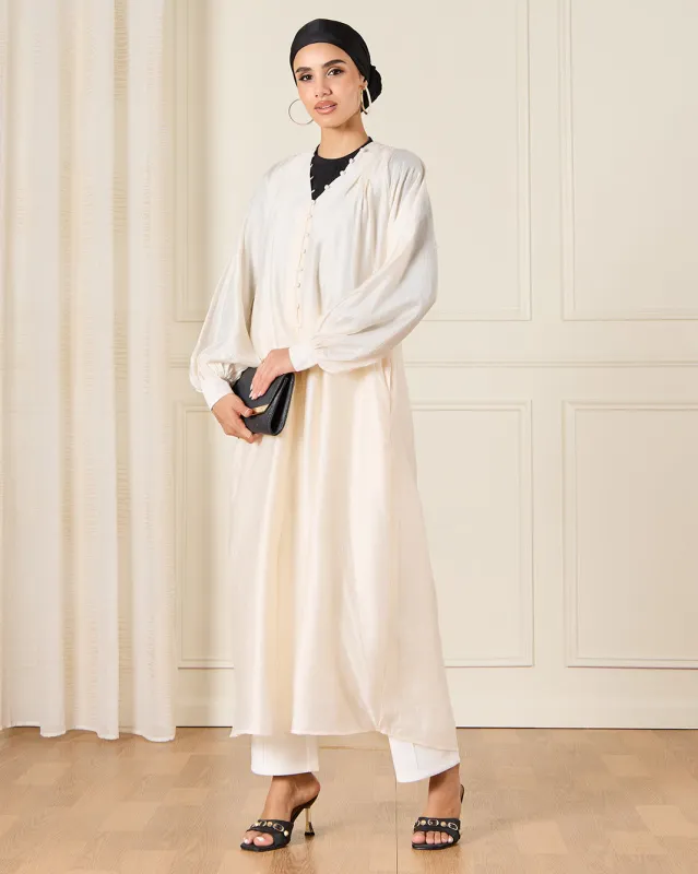 Women Ivory Button Detailed Dress sold by Redtag