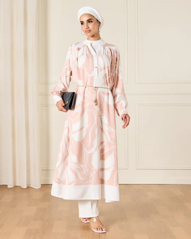 Women Pink Printed Belted Dress sold by Redtag