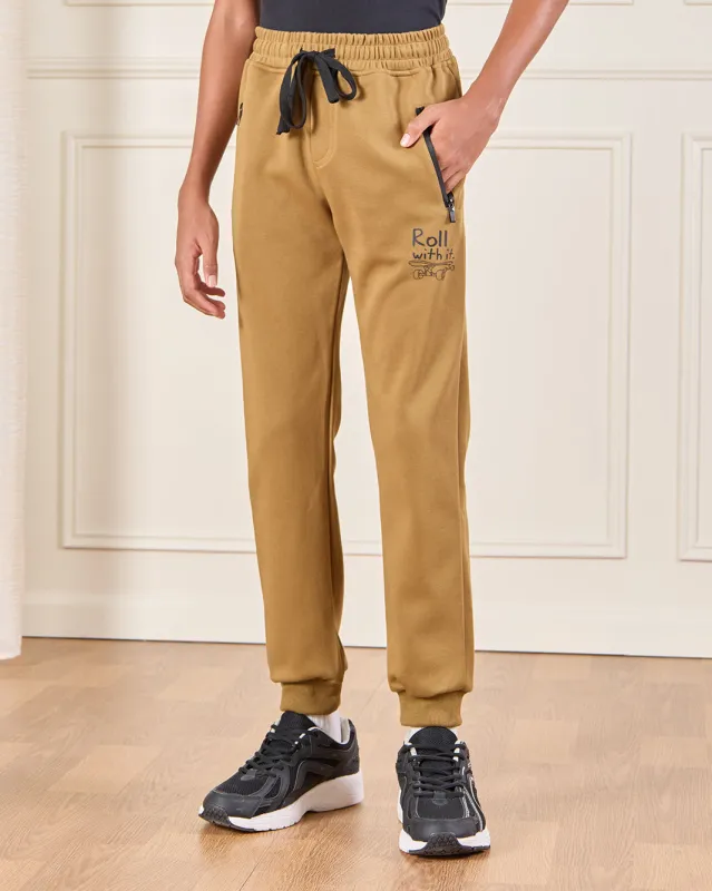 Senior Boys Brown Printed Active Pants sold by Redtag