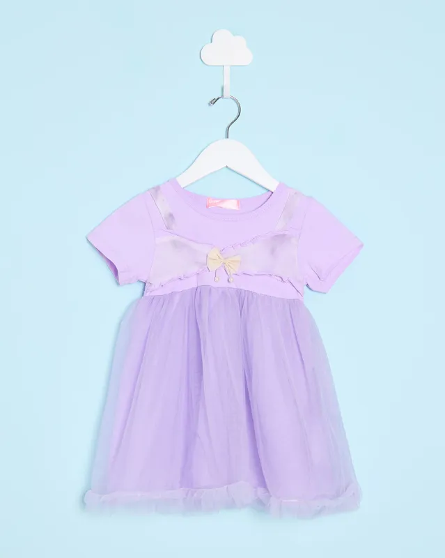 Infant Girls Purple Embellished Dress sold by Redtag