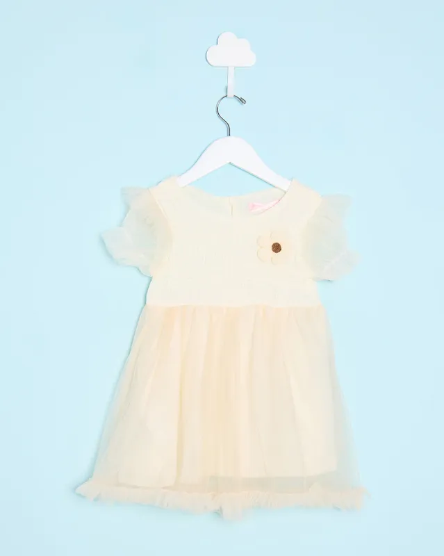 Infant Girls Yellow Embellished Dress sold by Redtag