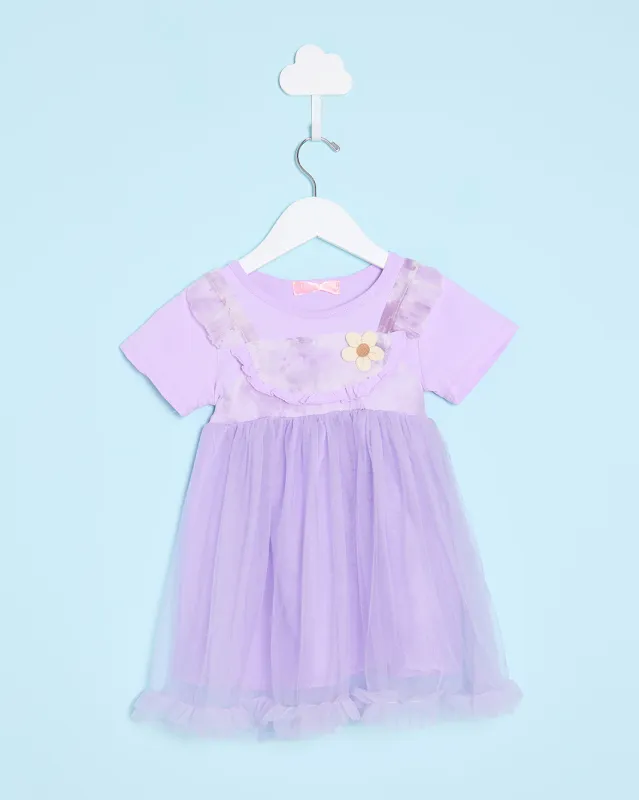 Infant Girls Purple Embellished Dress sold by Redtag