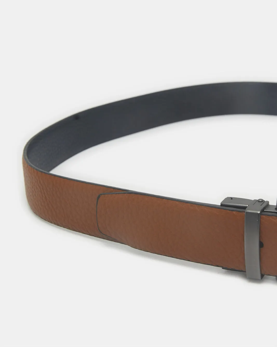 Men Brown And Navy Belt With Twist Buckle sold by Redtag product image thumbnail 3