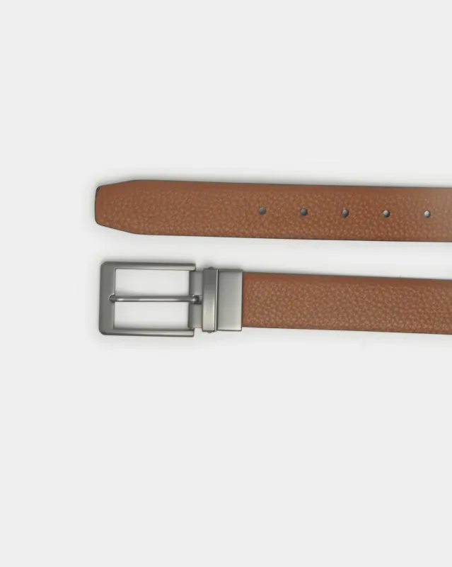 Men Brown And Navy Belt With Twist Buckle sold by Redtag