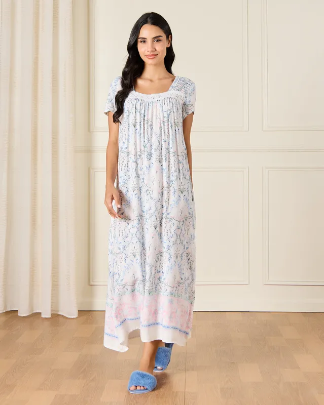 Women White Allover Print Nightgown sold by Redtag
