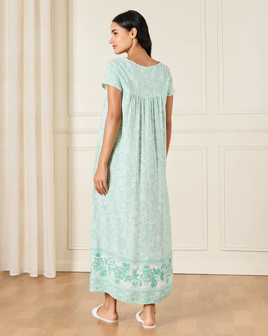 Women Green Allover Print Nightgown sold by Redtag product image thumbnail 3