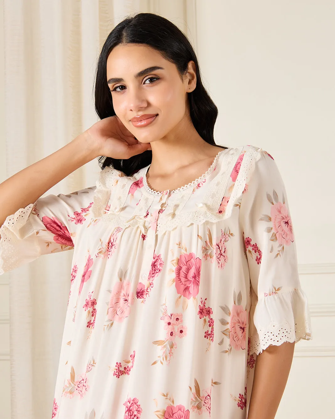 Women Pink Allover Print Nightgown sold by Redtag product image thumbnail 2