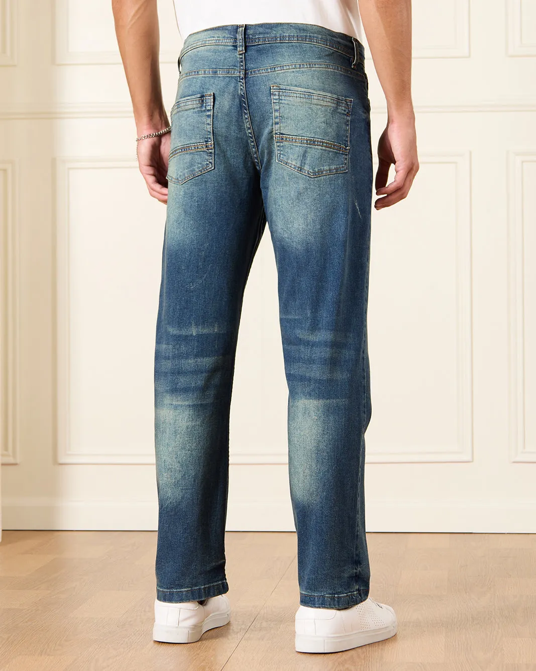 Men Blue Straight Fit Denim Jeans sold by Redtag product image thumbnail 3