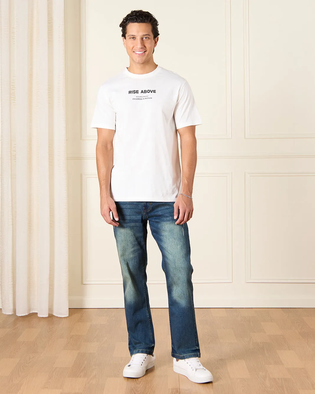 Men Blue Straight Fit Denim Jeans sold by Redtag product image thumbnail 2