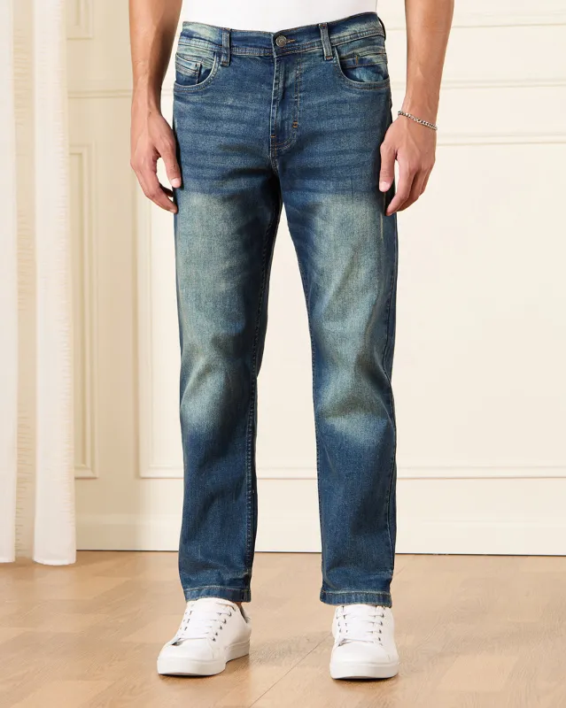 Men Blue Straight Fit Denim Jeans sold by Redtag