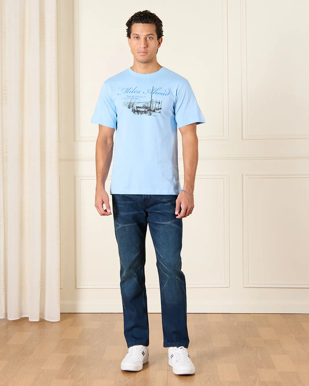 Men Blue Straight Fit Denim Jeans sold by Redtag