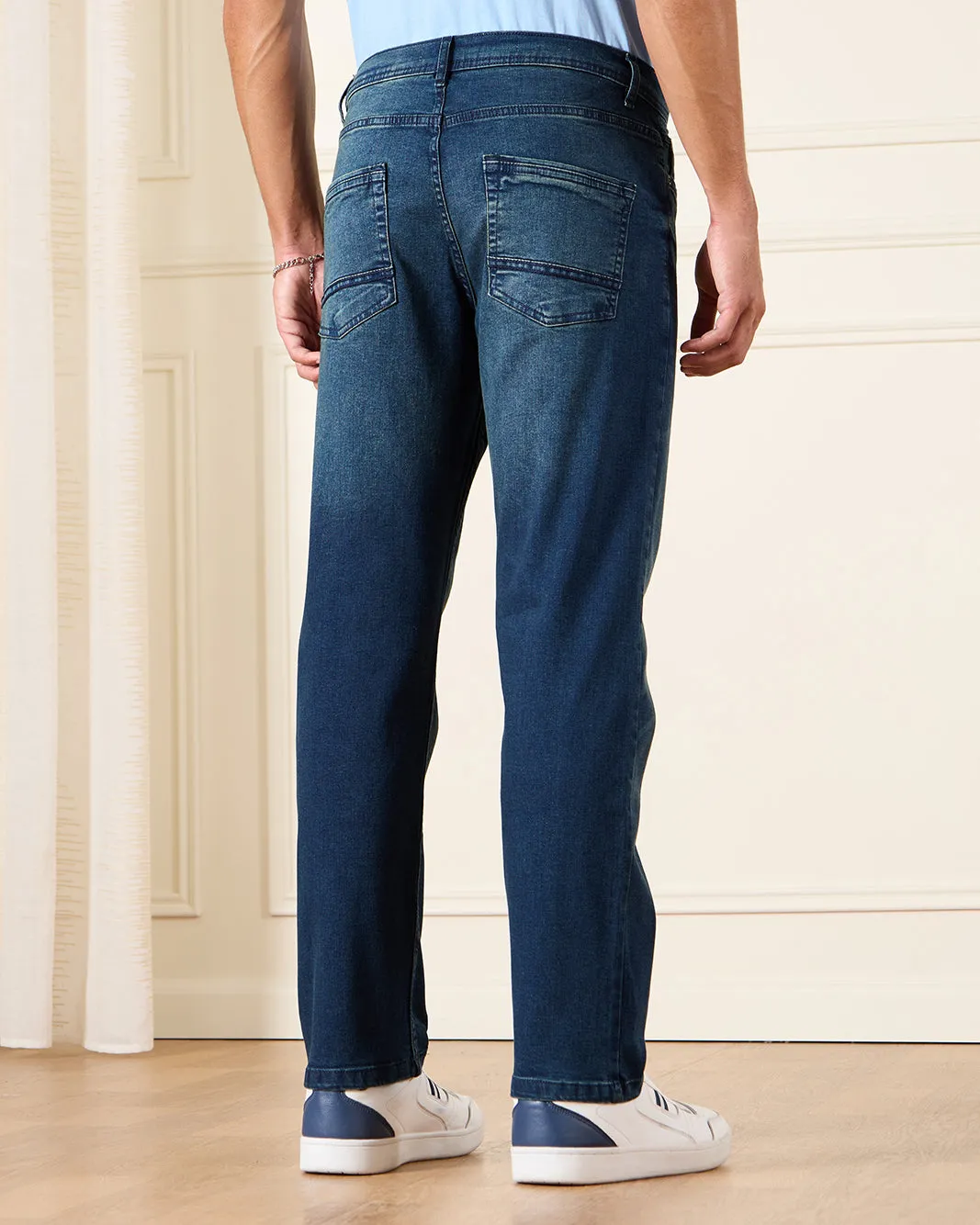 Men Blue Straight Fit Denim Jeans sold by Redtag product image thumbnail 3