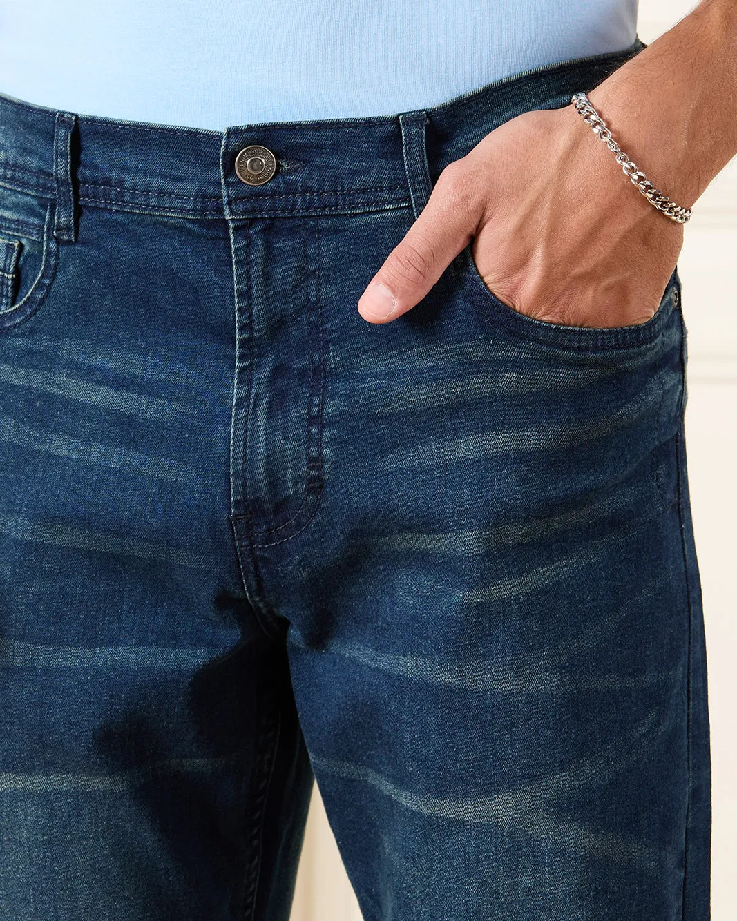 Men Blue Straight Fit Denim Jeans sold by Redtag product image thumbnail 4