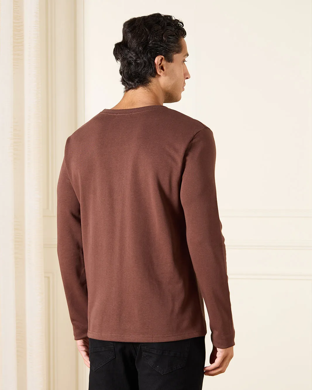 Men Brown Basic T-shirt sold by Redtag product image thumbnail 3