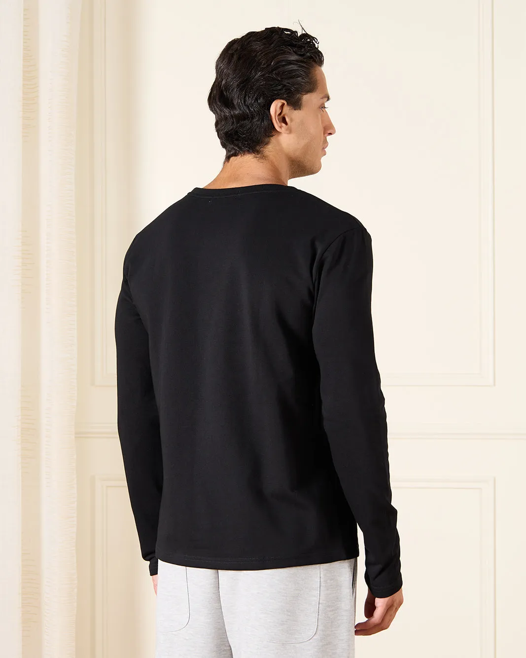 Men Black Plain T-Shirt sold by Redtag product image thumbnail 3