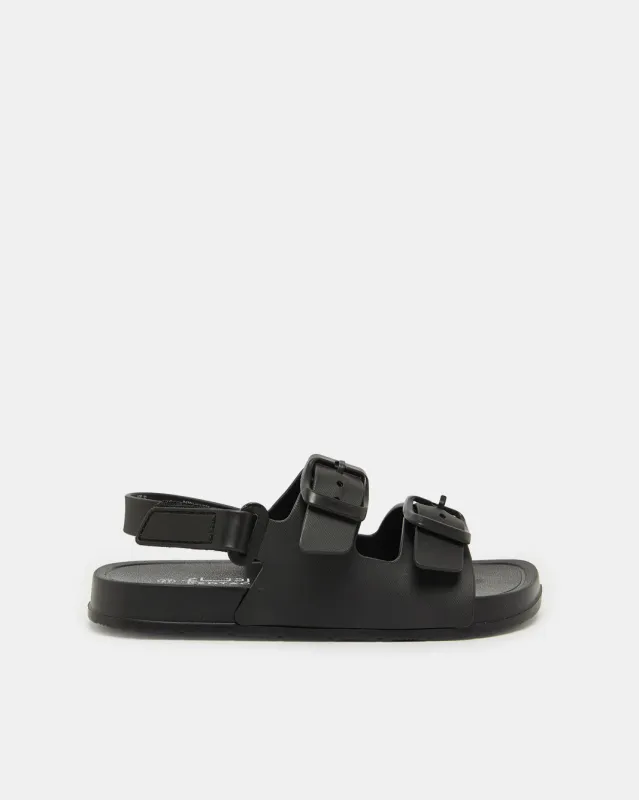 Boys Black Moulded Strap Slide sold by Redtag