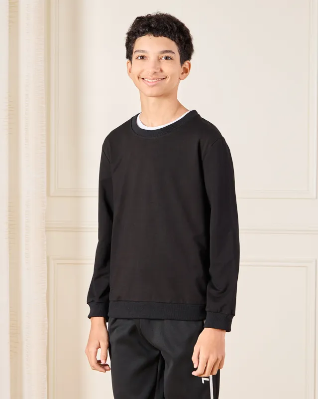 Senior Boys Black Printed Sweatshirt sold by Redtag