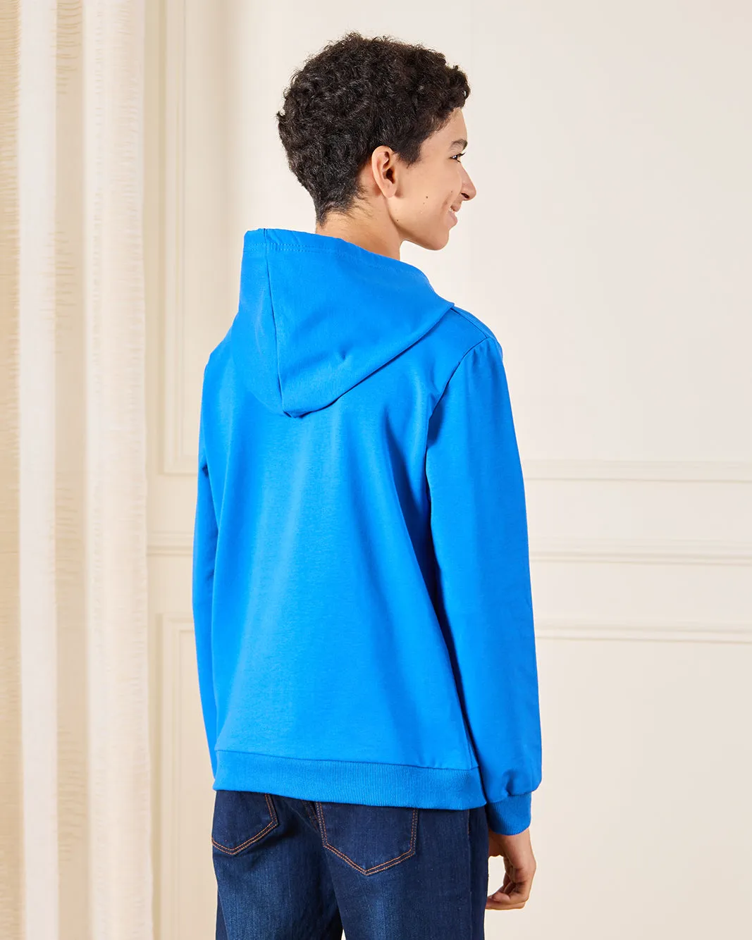 Senior Boys Blue Hooded Sweatshirt sold by Redtag product image thumbnail 3