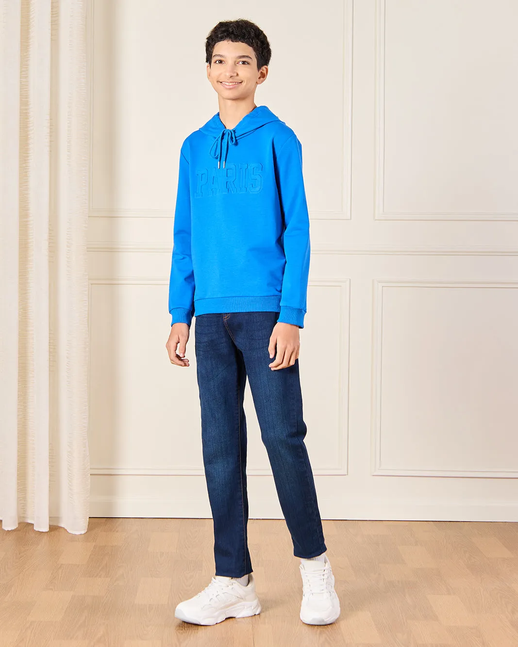 Senior Boys Blue Hooded Sweatshirt sold by Redtag product image thumbnail 2