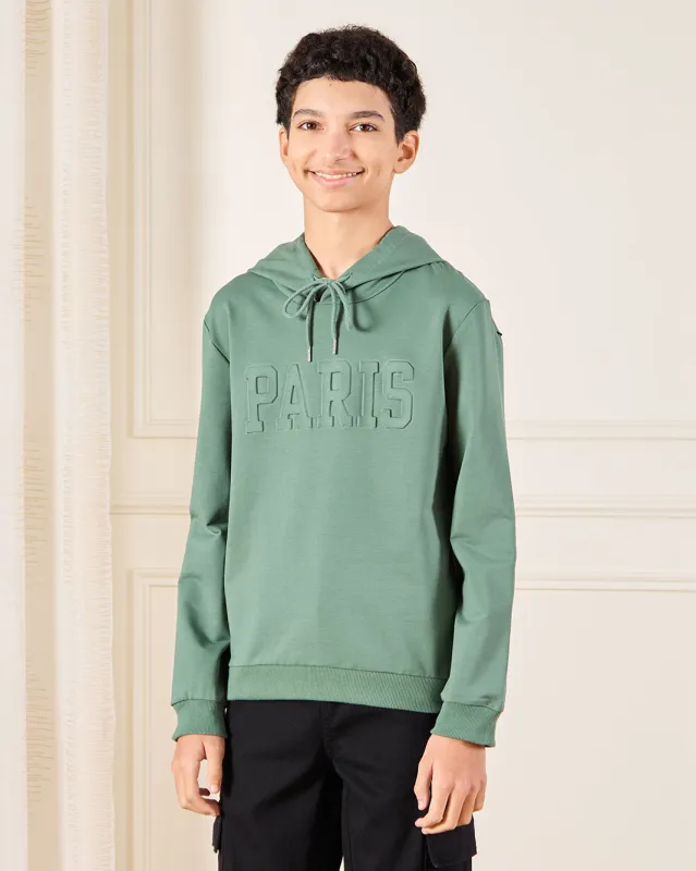 Senior Boys Green Hooded Sweatshirt sold by Redtag