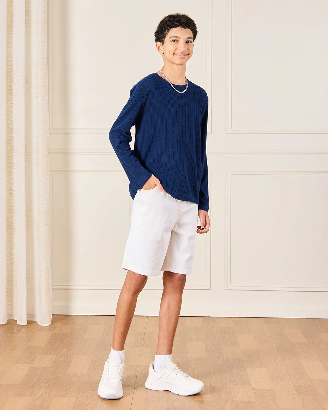 Senior Boys Navy Striped T-Shirt sold by Redtag product image thumbnail 2