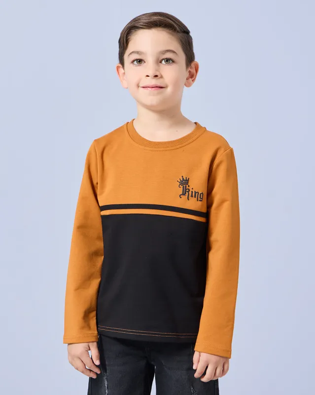 Boys Mustard Cut And Sew T-Shirt sold by Redtag