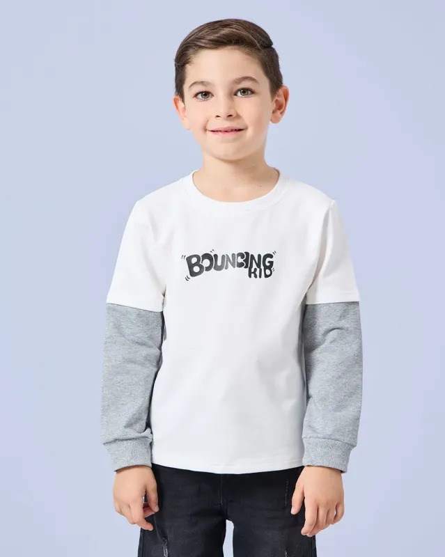 Boys White Printed T-Shirt sold by Redtag