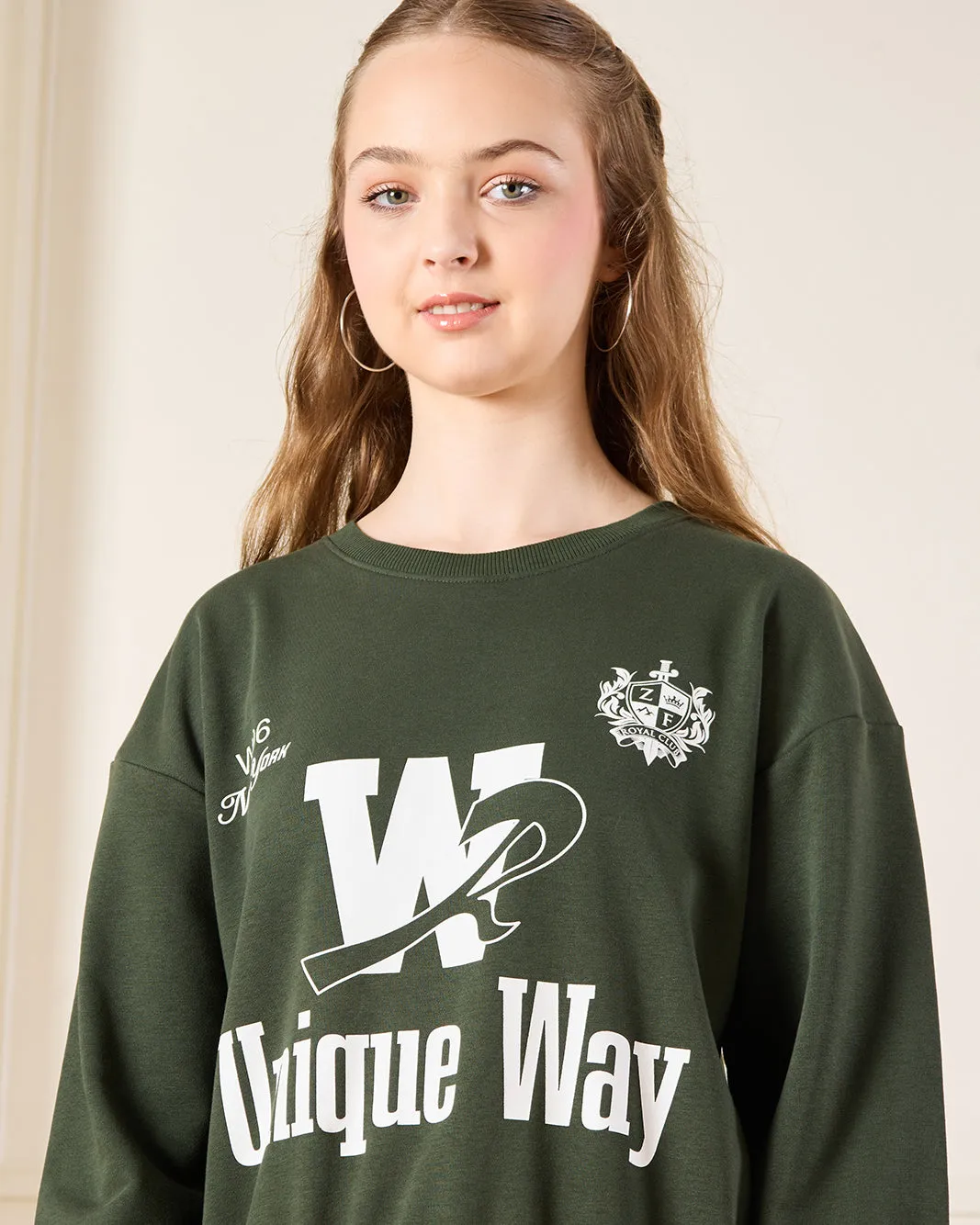 Senior Girls Olive Printed Sweatshirt sold by Redtag product image thumbnail 4