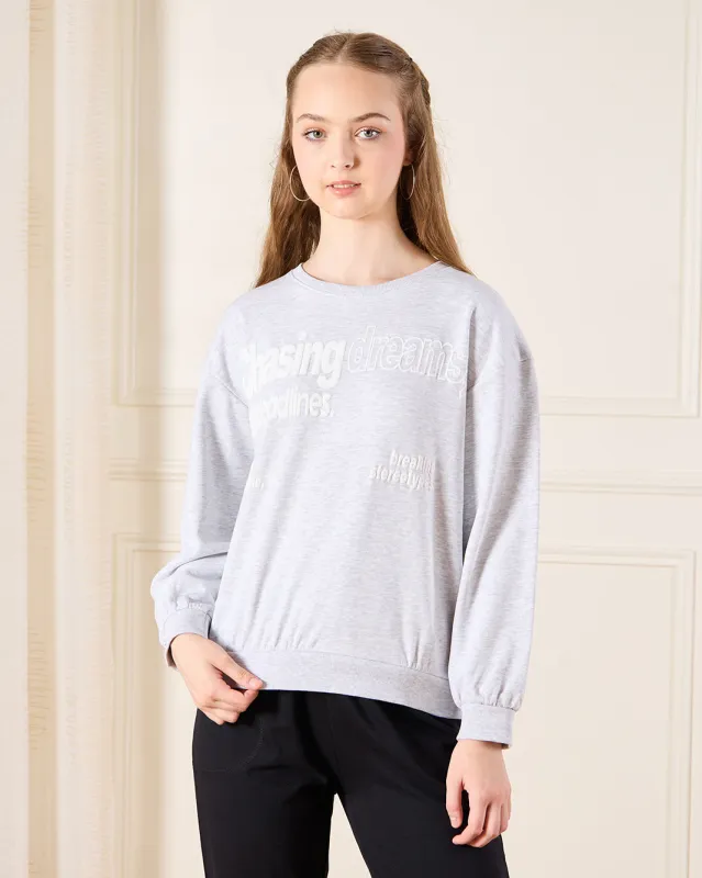 Senior Girls Grey Printed Sweatshirt sold by Redtag