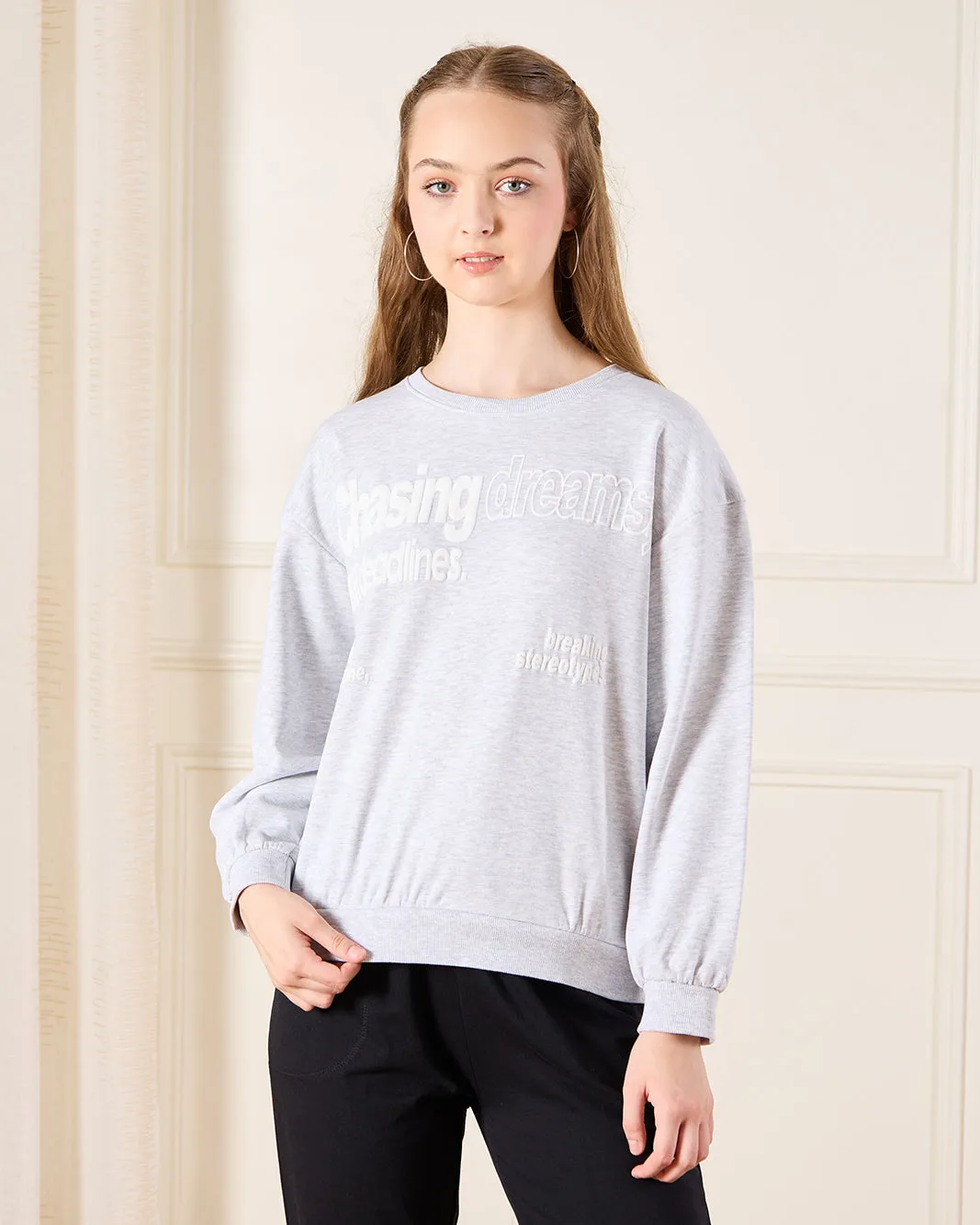 Senior Girls Grey Printed Sweatshirt sold by Redtag