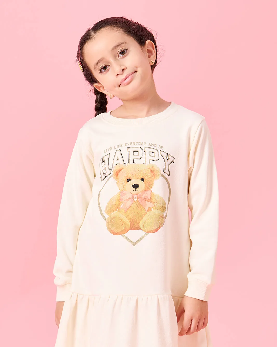 Girls Beige Bear Printed Dress sold by Redtag product image thumbnail 2