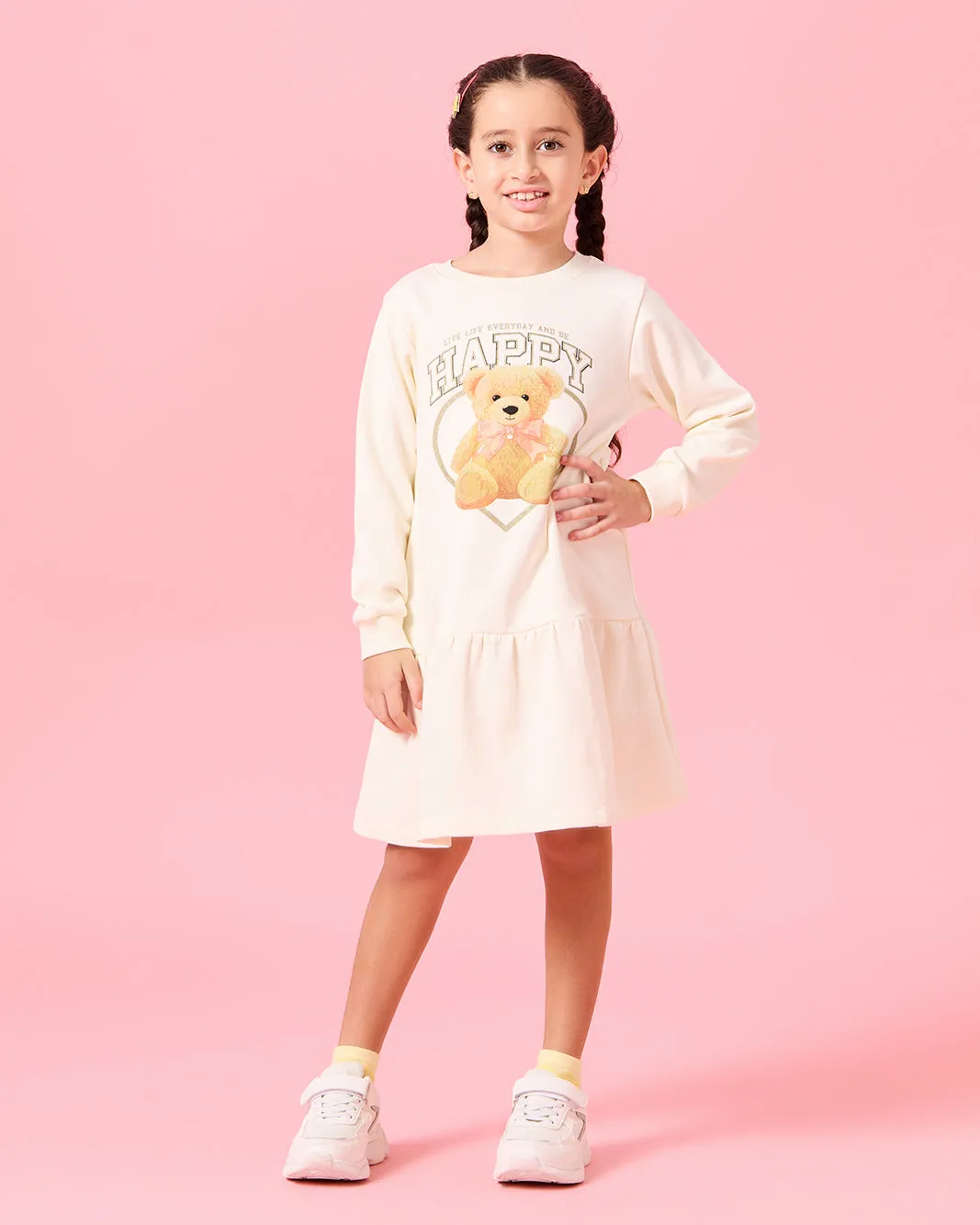 Girls Beige Bear Printed Dress sold by Redtag product image thumbnail 4